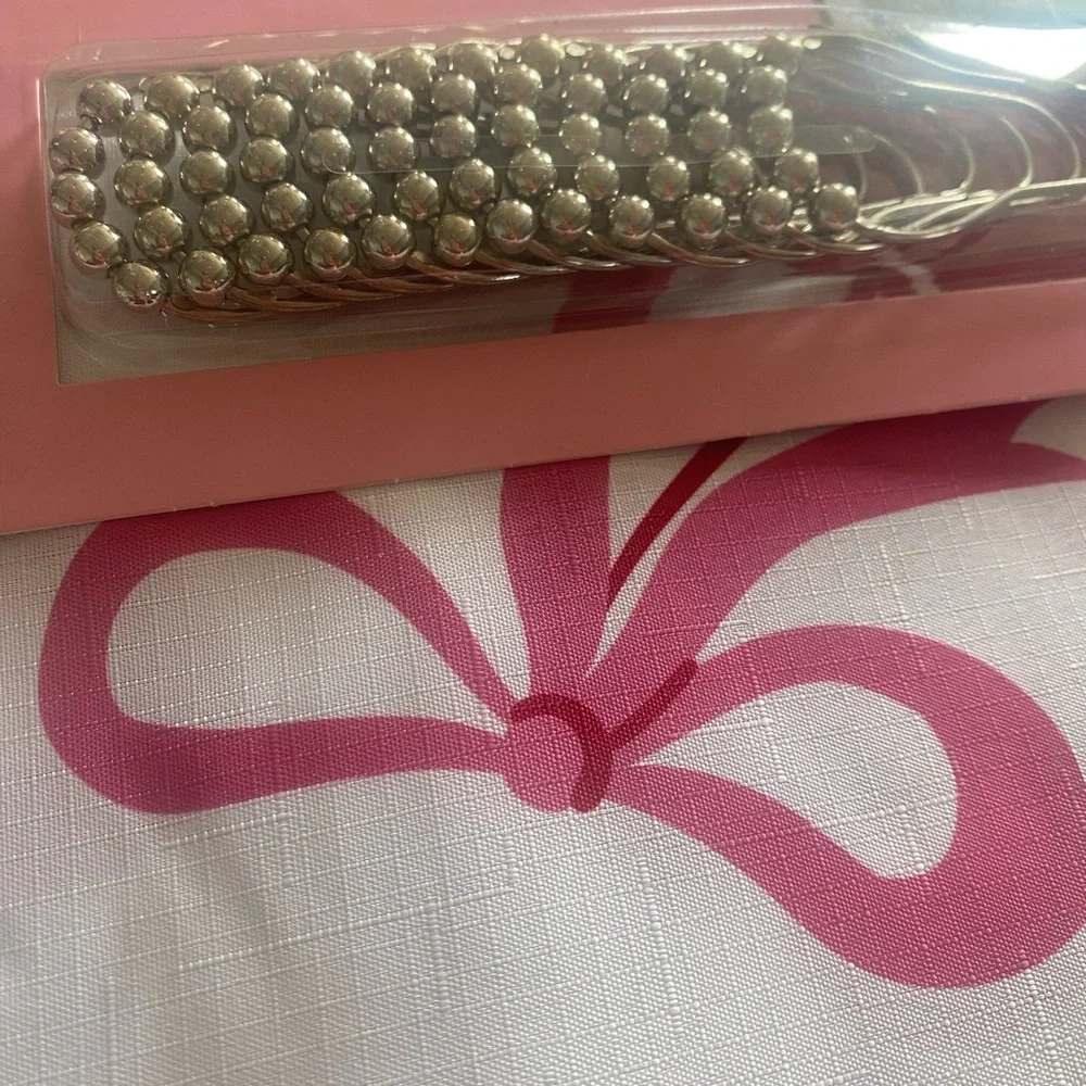 Juicy Couture Pink & Red Cherry Bows Shower Curtain with Hooks Set